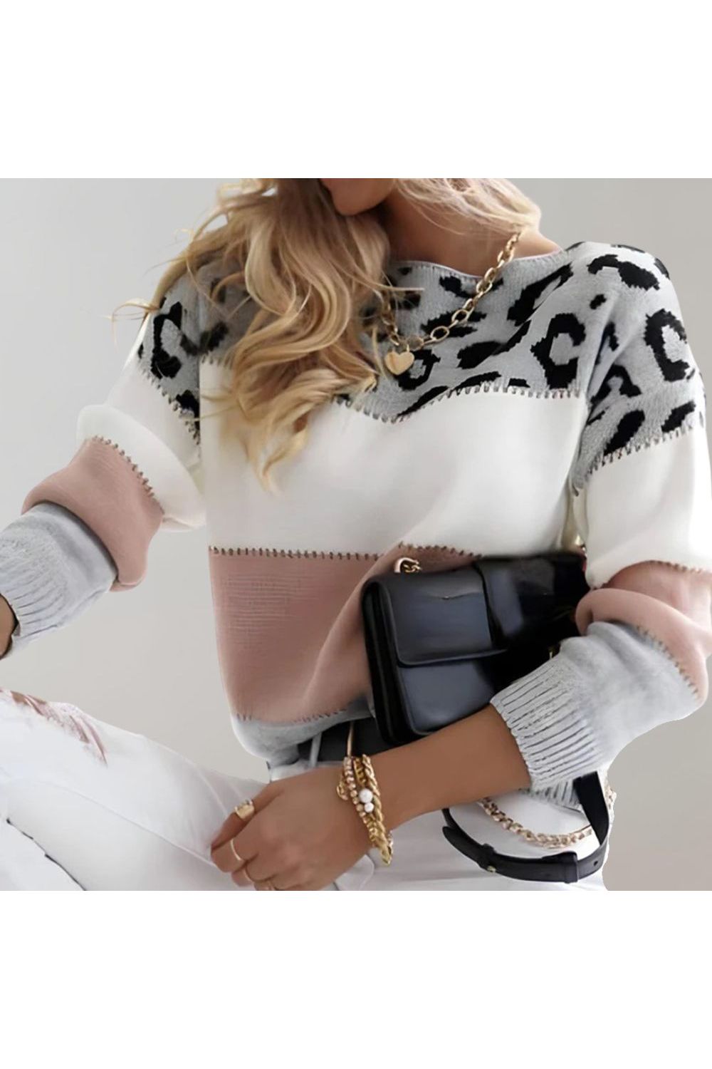 Rosa | Suéter Casual de Estampado de Leopardo