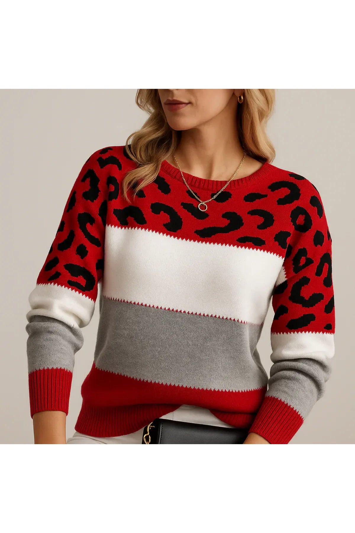 Rosa | Suéter Casual de Estampado de Leopardo