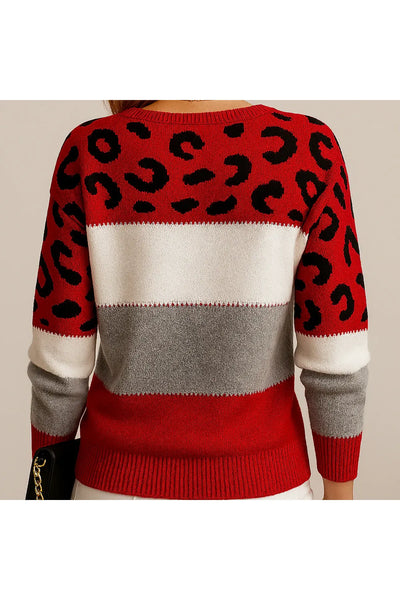 Rosa | Suéter Casual de Estampado de Leopardo