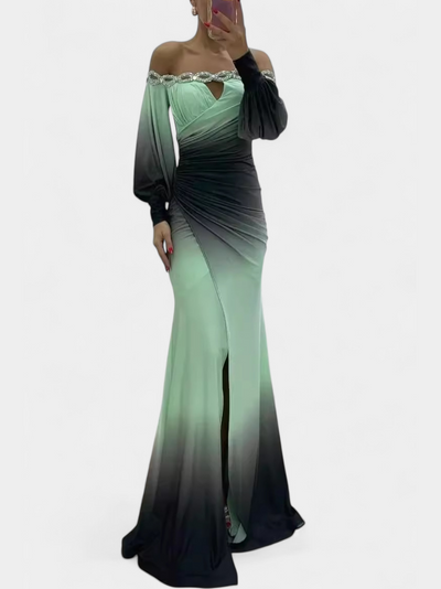 Julitta Vestido Maxi Ombre con Hombros Descubiertos