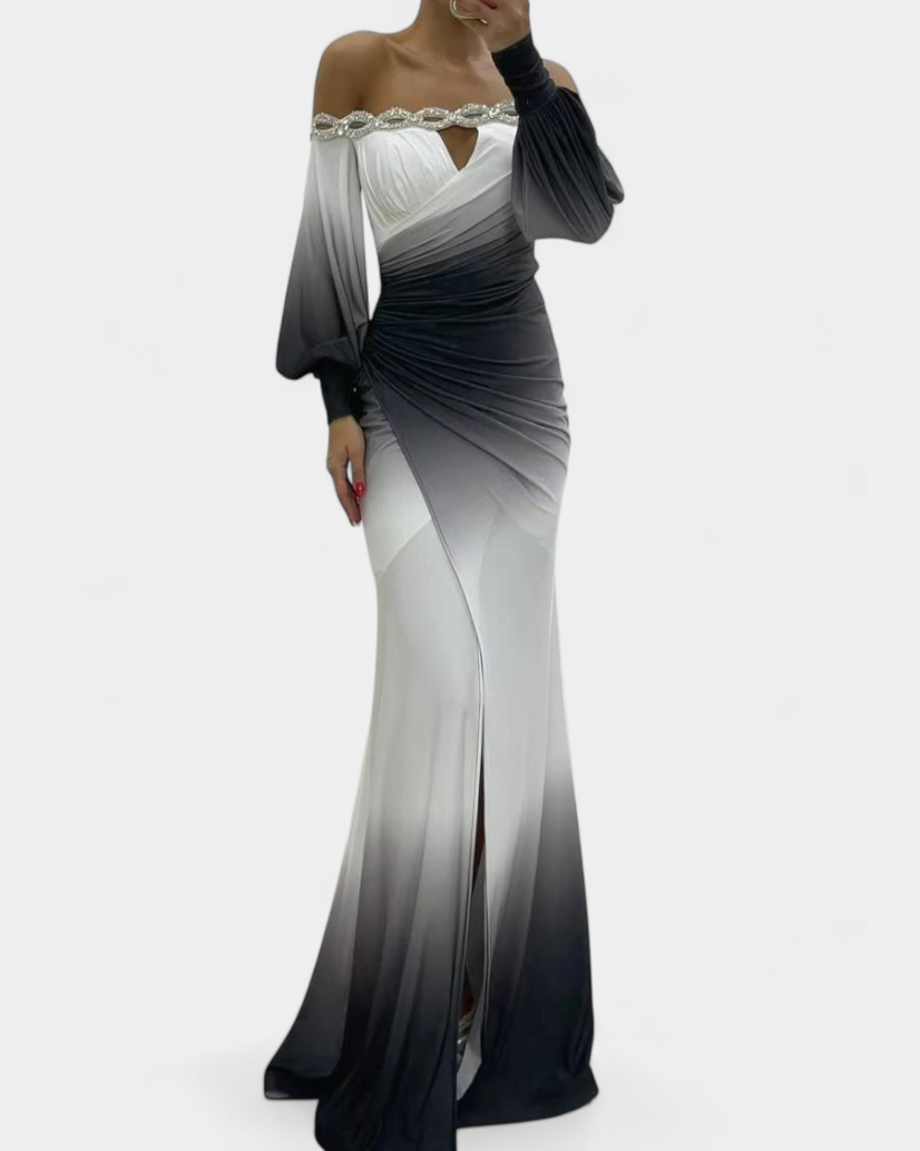 Julitta Vestido Maxi Ombre con Hombros Descubiertos