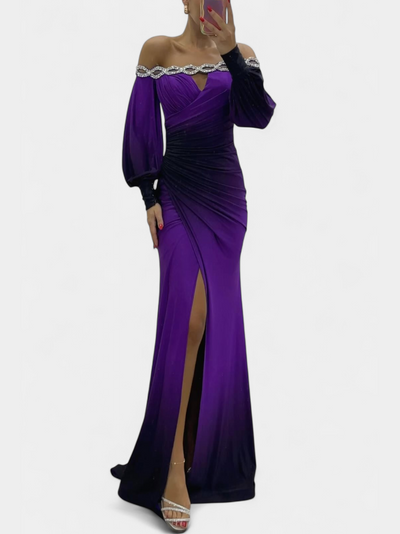 Julitta Vestido Maxi Ombre con Hombros Descubiertos