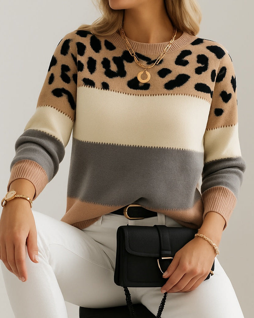 Rosa | Suéter Casual de Estampado de Leopardo